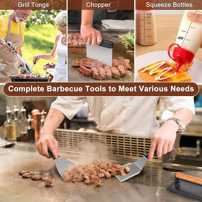 Blackstone Griddle Accessories Kit, 27Pcs Grilling Accessories Set for Blackstone and Camp Chef, Flat Top Grill Accessories Set with Spatulas, Scraper, Grill Press, Basting Cover for BBQ