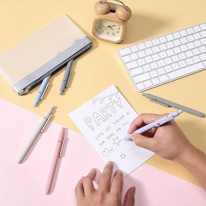 Mr. Pen- Retractable Gel Pens with Rose Gold Ring and Ball, 6 Pack, Morandi Barrels, Japanese Black Gel Pens, Fast Dry, Gel Pens Fine Point 0.5mm, Smooth Writing Aesthetic Pens for Journaling