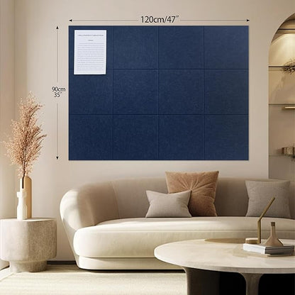 Large Felt Bulletin Board(48" x 36"),Cork Board Alternative,12 Pack Felt Wall Tiles with Safe Removable Adhesive Tabs,Notice Pin Board/Message Board/Vision Board for Office, School & Home