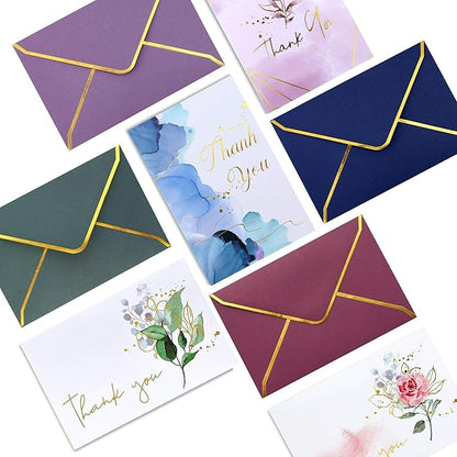 Heavy Duty Thank You Cards with Envelopes - 36 PK - Gold Thank You Notes 4x6 Inches Baby Shower Thank You Cards Wedding Thank You Cards Small Business Graduation Funeral Bridal Shower (Assortment)