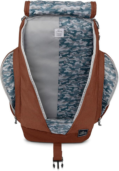 Skyway Luggage Rainier Weekender Backpack, Eco-Friendly, Made of 100% rPET Travel Laptop Bag for Women & Men, Flight Approved Carry On Bag, 43L, Moab Red