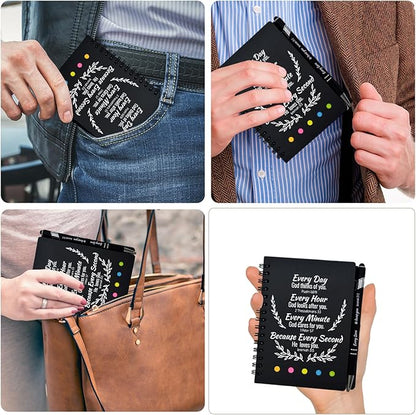 100 Pcs Bulk Christian Gifts Prayer Journal for Woman - 50 Set Religious Notepad with Christian Pen - Bible Notebook - Church Gifts for Mother's Day, Bible Study, and Family Devotions ( Black )