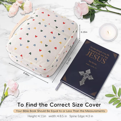 Bible Cover Case for Women,Large Bible Tote Bags for Women Organizer Corduroy Bible Carrying Case for Girls,Bible Study Supplies Accessories Christian Gifts for Women