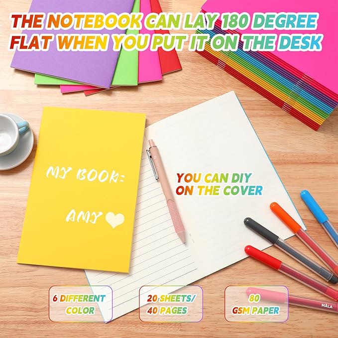 Gueevin 12 Pcs Blank Books for Kids to Write Stories Bulk Composition Notebooks Colorful Soft Cover Notebooks for Drawing Ruled Lined Journals Sketching Kindergarten Easter Gift (Classic Colors)