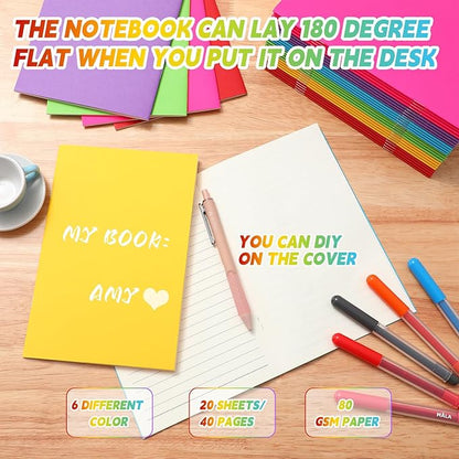 Gueevin 30 Pcs Blank Books for Kids to Write Stories Bulk Composition Notebooks Colorful Soft Cover Notebooks for Drawing Ruled Lined Journals Sketching Kindergarten Easter Gift (Classic Colors)