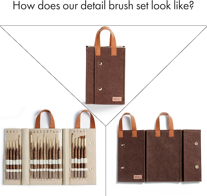 Artify Extreme Detail Paint Brushes, Miniature Paint Brushes for Models & Art Painting, 20pcs Mini Small Paint Brushes for Fine Detailing with a Handbag, Acrylic,Watercolor,Oil,Models,40K