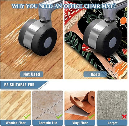 Office Chair Mat for Hardwood Floor Mushroom 48"x60" Computer Gaming Chair Mat Anti-Slip Office Rugs Floor Protector for Rolling Chairs Under Desk Rug for Home Office