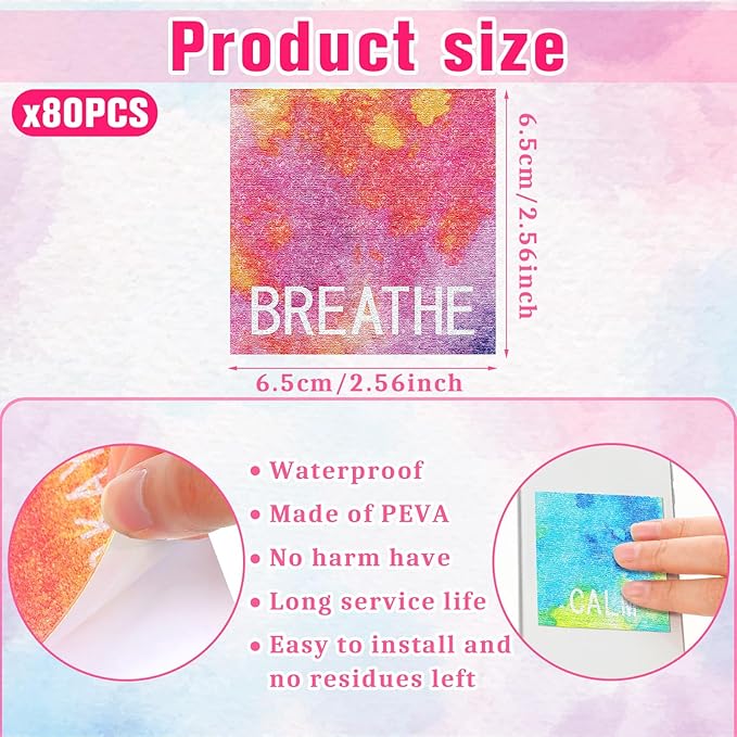 80 Pcs Anxiety Sensory Stickers with Inspirational Quotes Calm Textured Strips Relief Mental Health Stickers School Office Adhesive Sensory Tape Anti Stress Toys for Adults Teens (Classic)