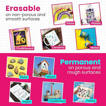 White Chalk Markers Fine Tip (4 Pack 3mm) - Wet & Dry Erase Chalk Pens for Blackboard, Chalkboards, Windows, Signs, Glass, Bistro - 3mm Reversible Bullet & Chisel Point