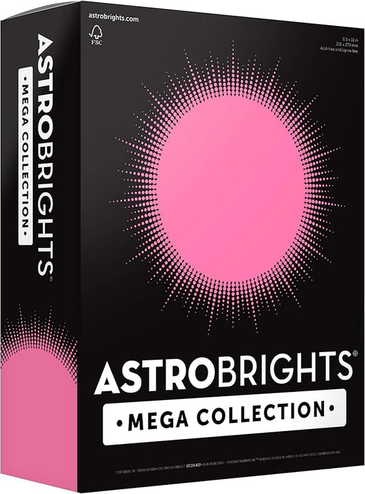 Astrobrights Mega Collection, Colored Cardstock, Neon Pink, 320 Sheets, 65 lb/176 gsm, 8.5" x 11" - MORE SHEETS! (91681)