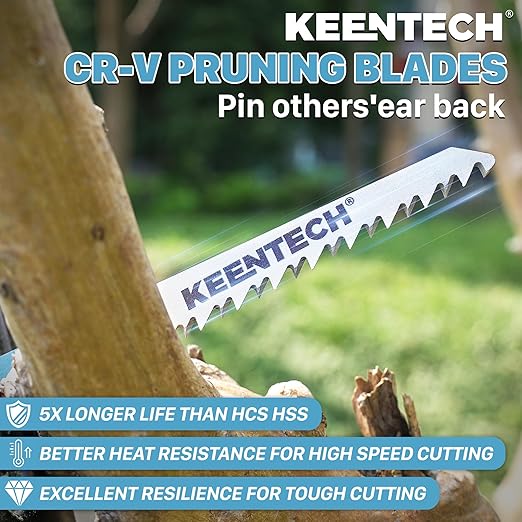 KEENTECH CR-V Sawzall Pruning Blades, 9 Inch 5TPI, with Fleam Ground Teeth for Tree Branch Root Wood, PVC Pipe Cutting, Reciprocating Saw Blade Fast Cutting for Professional, DIYer, Gardener, 10 Pack