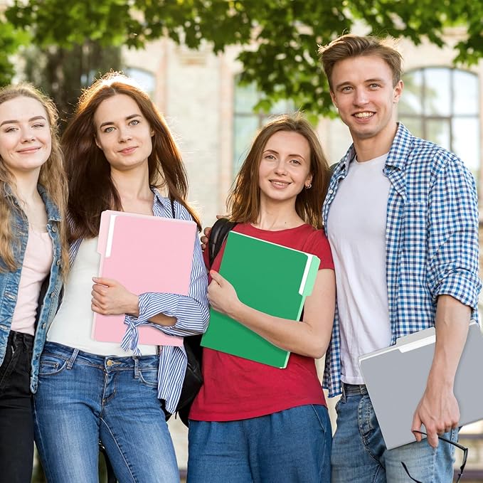 SUNEE File Folders, 18 Pack Manilla Folders 8.5 x 11, Colored Folders Office Organization Home School Folders for Documents Files Paper,Pink Color