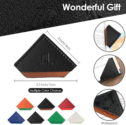 3/6 Pieces Leather Bookmarks Handmade Page Marker for Men Women, Faux Leather Page Clips Corner Book Markers for Teachers Gift for Writers Bookworm Book Lovers (06-Black Brown*6)