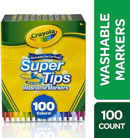 Crayola Super Tips Marker Set (100ct), Fine Point Washable Markers, Drawing Markers for Kids & Adults, Great for Thick & Thin Lines