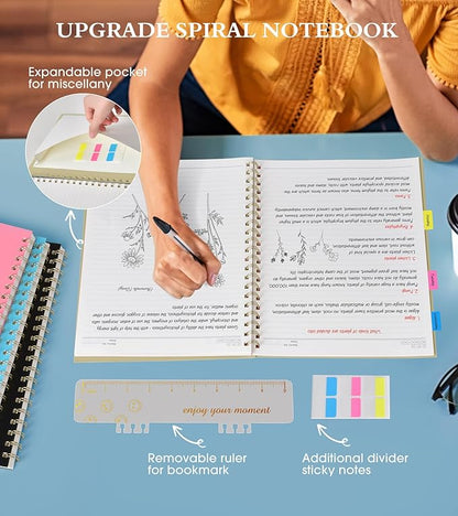 Spiral Notebook Journal 8.5” x 11”, A4 Large Notebooks for Women Men, College Ruled Lined Journal, 100 GSM Paper, Hardcover Spiral Bound Journals for Work School Writing Note Taking Business, Yellow