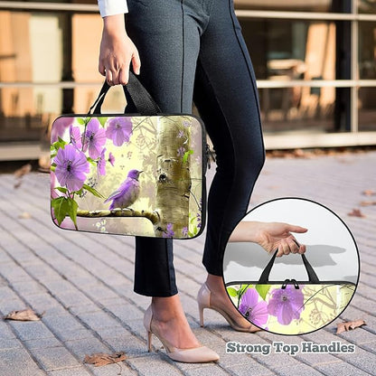 Universal Tablet Laptop Sleeve Case 10 inch, Purple Florals Hummingbird Slim Carrying Case Durable Handbag Travel Laptop Bag for 7 to 10-inch Laptops/Notebook/Kids Tablet/ipad/eBook Readers