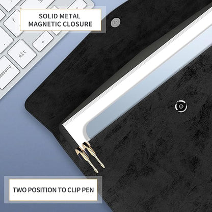 Toplive Document File Folder, Waterproof Thin PU Leather A4 Envelope Folder File Document Organizer Storage Case, Filing Envelope Folder with Magnetic Closure, Ash Black