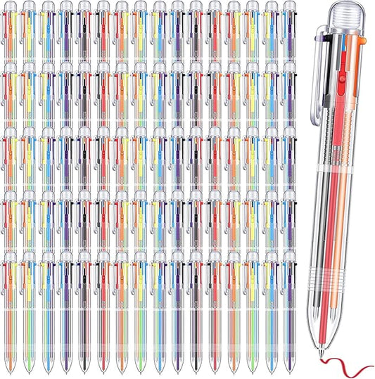 200 Pcs 6 in 1 Multicolor Ballpoint Pen Bulk 0.5 mm 6 Color Retractable Ballpoint Pen Colorful Ink Pen Party Favors Rainbow Pen for Nurses, Gel Ink Nurse Pens for Office School Students Kids (200)