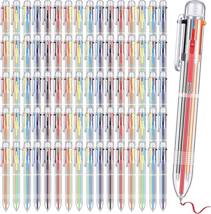 100 Pcs 6 in 1 Multicolor Ballpoint Pen Bulk 0.5 mm 6 Color Retractable Ballpoint Pen Colorful Ink Pen Party Favors Rainbow Pen for Nurses, Gel Ink Nurse Pens for Office School Students Kids (100)