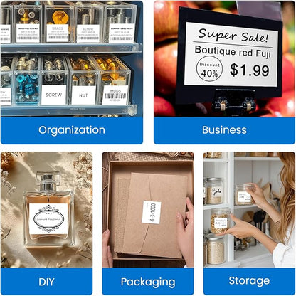 CLABEL 50 x 40mm (1.97'' x 1.57'')-180 Labels/Roll,6 Rolls Labels Multi-Purpose Thermal Stickers Papers Self-Adhesive for Business/Logo/File/Jar/Gift Sticker Labels (White)