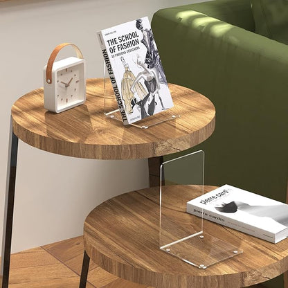 Acrylic Bookends 4 Pcs, Clear Book Ends for Shelves, Transparent Bookend Organizer, Book Holder Stand Decorative, Book Stoppers for Heavy Duty Books, CD, File, Video Games