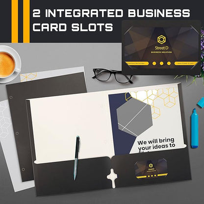 Better Office Products Two Pocket Portfolio Folders, 50-Pack, Black, Letter Size Paper Folders, 50 Pieces, Black