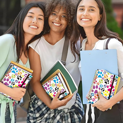 Spiral Journal Notebook, A5 Cute Notebooks for Women Men, College Ruled Hardcover Notebook for Work & Note Taking, 60 Pages Double-Wire Journals for Writing Colorful Dog Paws