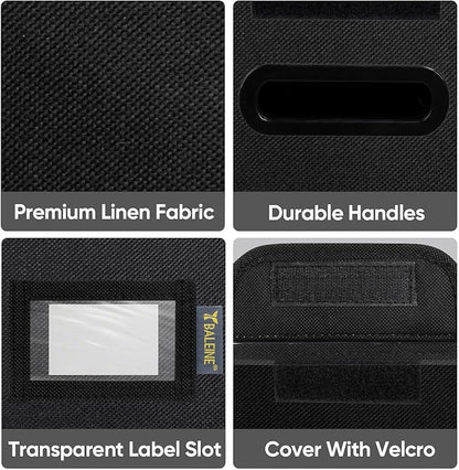 BALEINE File Organizer Box with Lid, Collapsible File Folder Organizer with Plastic Slide, Hanging File Folder Box for Office Document Storage (1 Pack, Black, S)