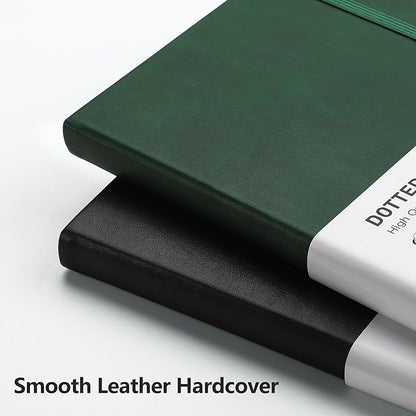 RETTACY Bullet Dotted Journal, A5 Dotted Notebook Journal with 192 Pages, 5.7'' × 8.3'', Medium Size, 100 GSM Thick Paper, Leather Hardcover, Bullet Journaling, Planning (Dark Green)