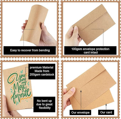 Blank Cards and Envelopes 4x6, 30 Pack Brown Invitation Cardstock with Envelopes, Thank you Blank Greeting Cards and Envelopes, for All Occasions DIY, Print custom (60 Pcs)