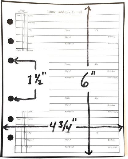 4 3/4 x 6 Inch Address Book Refill Unique Smaller Not Common Size fits older Hallmark and other Brands Please Measure Your Page Size Before Ordering