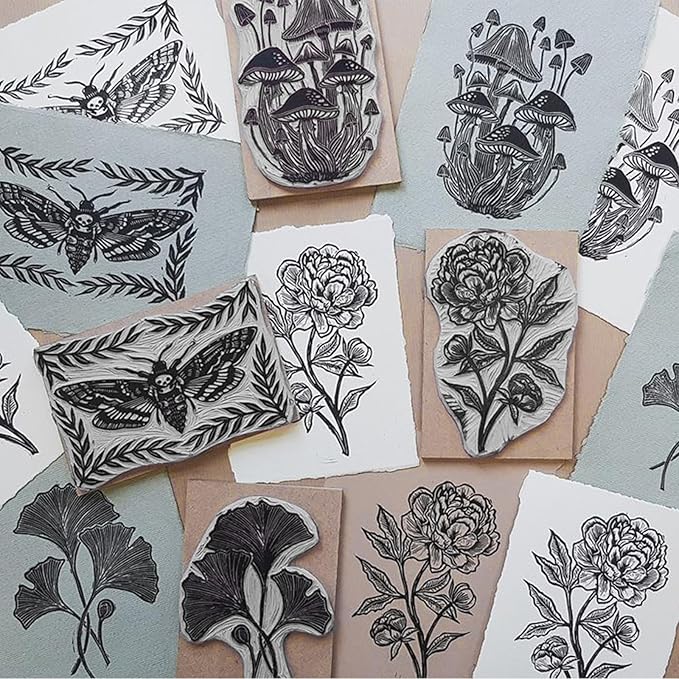 Falling in Art 6 * 12 Linoleum Carving Blocks, 2 Pack Soft Stamp Rubber Blocks for Crafts and Artists Printmaking, Gray,1/8" Thick