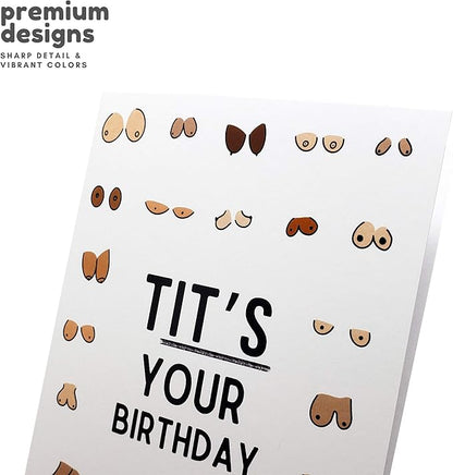 Sleazy Greetings Funny Birthday Card For Women or Men | Cheeky Boob Card For Him Her | Best Friend Bday Card with Matching Envelope | Tit's Your Birthday