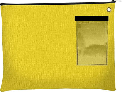 BankSupplies Canvas Interoffice Mailer, 14 oz. - 14W x 11H - Yellow - Transit Bag - Large Zipper Bag with Grommet - Use with Padlock or Zip Tie for Security - Interoffice Mail Bag