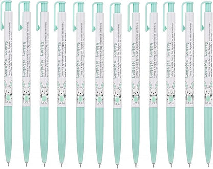 ZEESOON Xeno Lunatic Lunny 0.38mm Slim Ball Point Pen Dozen Box 12 Pcs, Made in Korea (Green 12pcs)