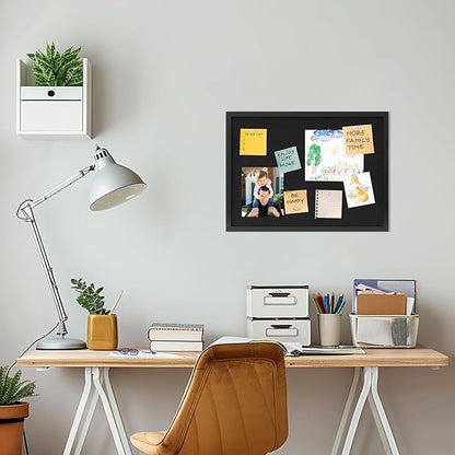 Cork Board with Linen Black 2Pack,Bulletin Board 23"x17", Corkboards for Office Home School Message Board or Vision Board Decoration.