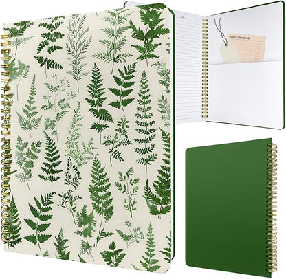 Cute Spiral Notebook journal B5 Aesthetic Pretty Design for Women Girls Kawaii with Pocket, 10 x 7.2 inch, Lined, Green Plants