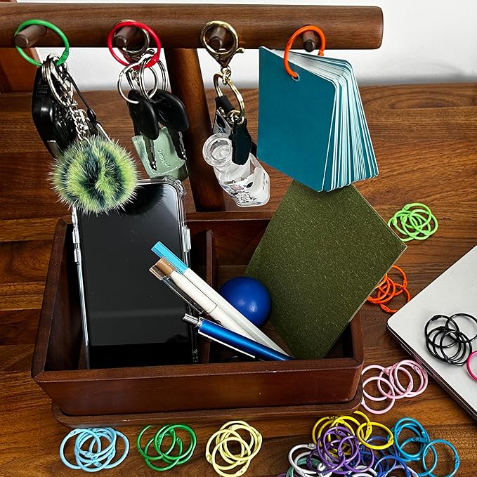 Keychains or Key Rings, 1 1/5" Loose Leaf Binder Rings for Key Chains, Open Card Rings, Clip Rings for Book Rings, School, Home or Office (50Pack)