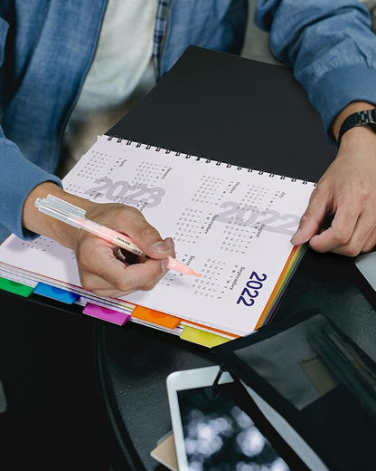 Spiral Notebook - 5 Subject Notebook, College Ruled Notebook With Dividers Pocket, Tabs Label (5PackBlack)