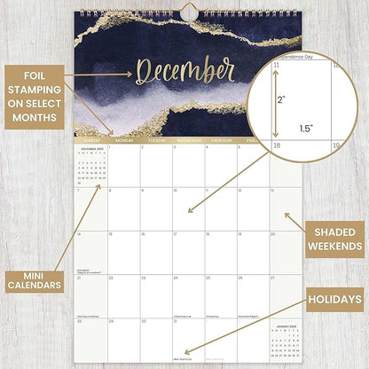 bloom daily planners 2025 Calendar Year Monthly Hanging Wall Calendar (January 2025 through December 2025) - Large 11” x 17” - Watercolor