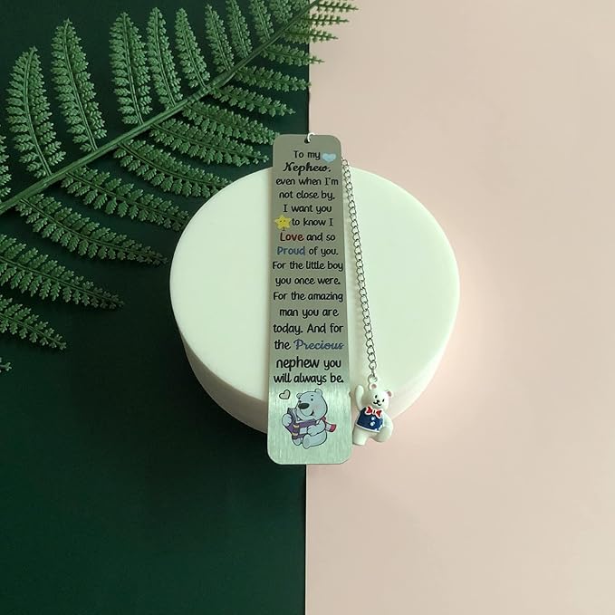 Nephew Bookmarks Birthday Gift Man Christmas Encouragement Bookmark Teens Graduation Distance Farewell Back to School Present Appreciate Reminder Go to University Proud of You Keepsakes Cute Bear