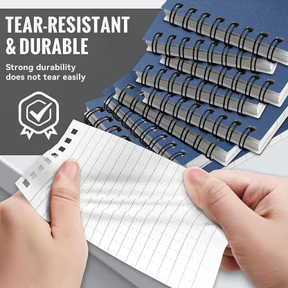 POPYOLA 8 Pack Waterproof Pocket Notebook, 3x5 Pocket Notepad, All Weather Mini Spiral Notepad, Write in the Rain Police Notepad with 100 Squared Pages for Outdoor Home Office School, Blue