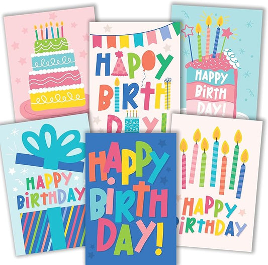 Hadley Designs 54 Happy Birthday Cards Bulk with Envelopes – Assorted Birthday Cards for Kids and Adults, Ideal for Personalization and Bulk Buyers (Colorful Doodle)