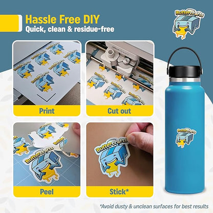 Printable Vinyl - Sticker Paper for Inkjet Printer for Epson (25 Sheets, 8.5" x 11", Anti Jam) - Glossy Printable Sticker Paper - Inkjet Printable Waterproof Sticker Paper - Make Labels and Decal