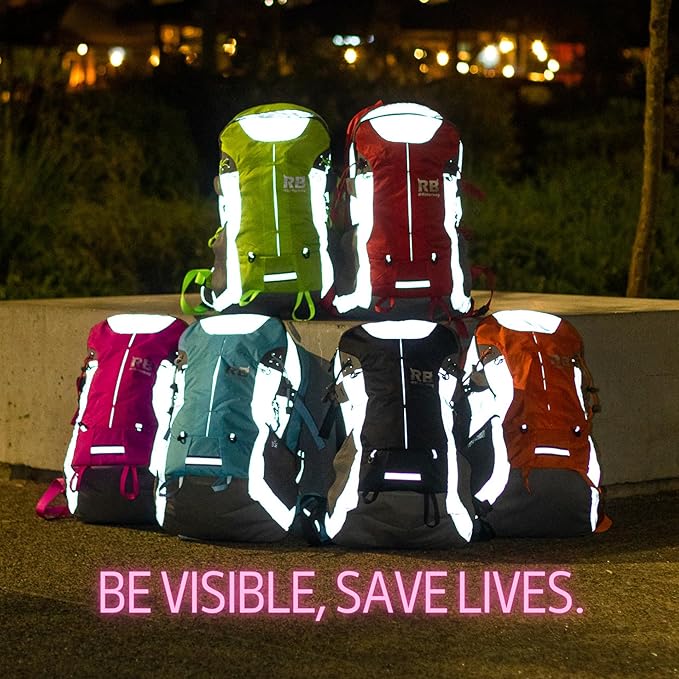 Reflective Motorcycle Backpack Lightweight, Water Resistant Casual Daypack with Laptop Pocket for Safe Commuter, Biking, and Daily Use. 35L Sport bookbag to Avoid Accidents (pink backpack)