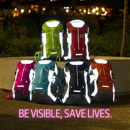 Reflective Motorcycle Backpack Lightweight, Water Resistant Casual Daypack with Laptop Pocket for Safe Commuter, Biking, and Daily Use. 35L Sport bookbag to Avoid Accidents (pink backpack)