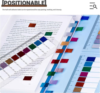 Golcellia 1000 Pieces Sticky Tabs Diamond Laser Page Markers, Transparent Sticky Note Tabs Colored Writable and Repositionable Index Tabs, Tabs for Annotating Books