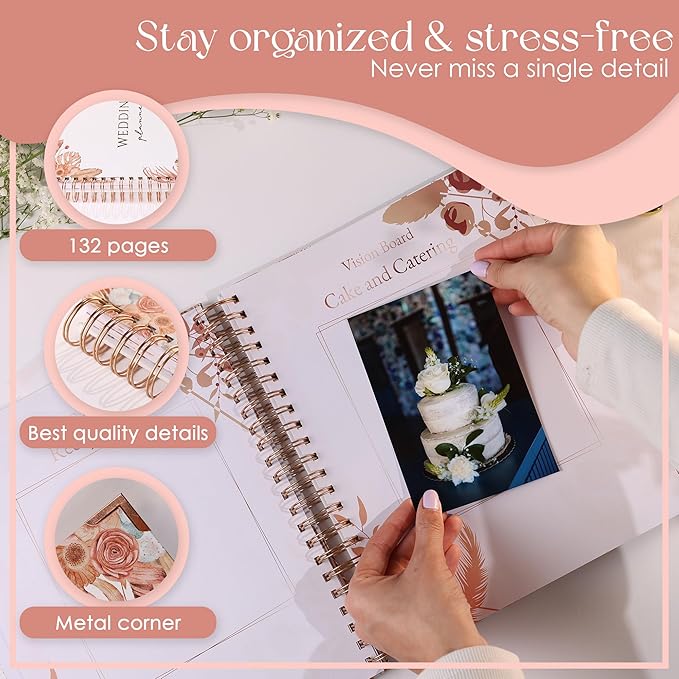 3 PCS Wedding Planning Book and Organizer , Bride Book Wedding Vows Book His and Her Including , Hardcover Wedding Binder Planner , Enhance Excitement and Makes Your Countdown Planning Easy Wedding Planner for Bride , 9*11 in