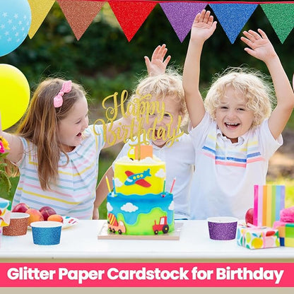 Zhanmai 240 Pcs Cardstock Paper 8.5 x 11 Inch Colored and Glitter Cardstock 250 Gsm Assorted Card Stock for DIY Scrapbooking Card Making Art for Birthday Wedding Party Craft Decoration