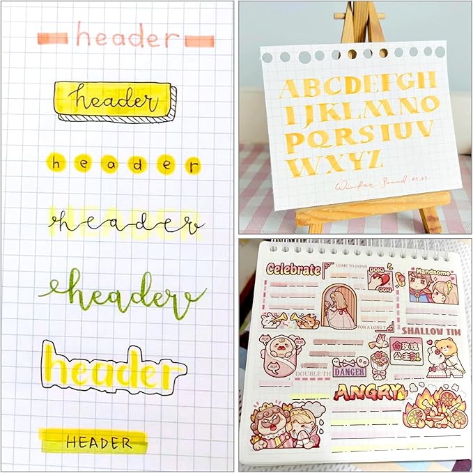 6 Pack Bright Cute Highlighters Set, 5 Fluorescent Colors,2pcs of yellow,Chisel Tip, No Bleed Bible, Quick Dry Ideal Highlighter Set great for Organizing And Coloring School Supplies